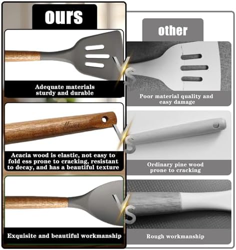 Kitchen Utensils Set, Silicone Cooking Utensils Set, Non-Stick Silicone Spatula - Image 3