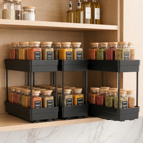 Pull Out Spice Rack, 3 Pack 2-Tier Cabinet Organizer by Unknown
