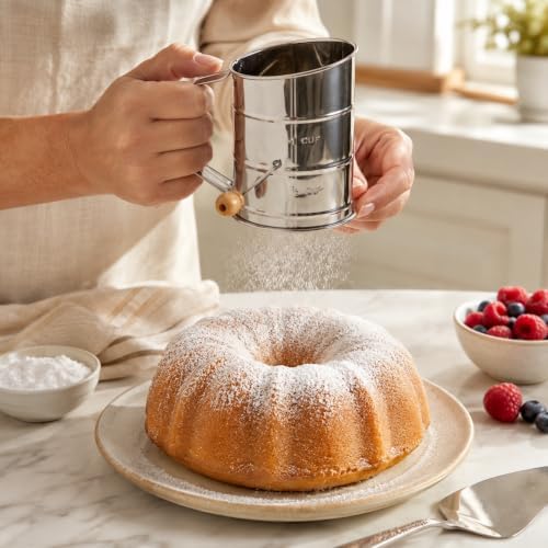 Mrs. Anderson's Baking Hand Crank Flour Sifter, Stainless Steel, 1-Cup Capacity - Image 3