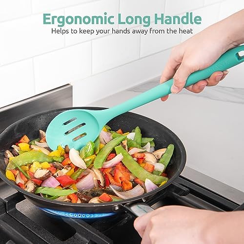 U-Taste Silicone Slotted Spoon, 13.3" Long Large Mixing Spoon, Aqua Sky - Image 5