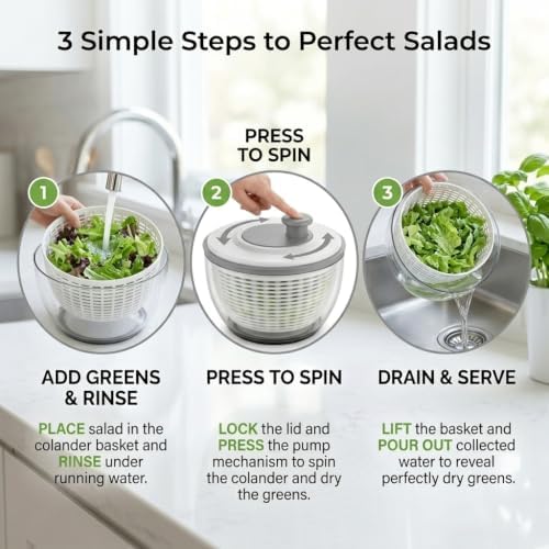 Large 3.6 L Salad Spinner with BPA-Free Bowl - Image 2