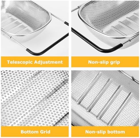 ZDRongZhen Kitchen Accessories Over the Sink Colander Strainer Basket，Stainless - Image 6