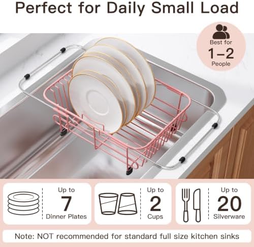 JASIWAY Pink Dish Drying Rack in Sink - Image 5