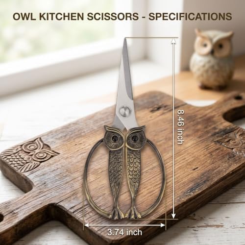 XSNBRD Heavy Duty Kitchen Scissors, Bronzed Stainless Steel Owl Shears. - Image 2