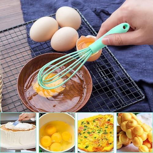 5 Pcs Silicone Mini Whisk, Stainless Steel Dough Small Whisk - Image 2