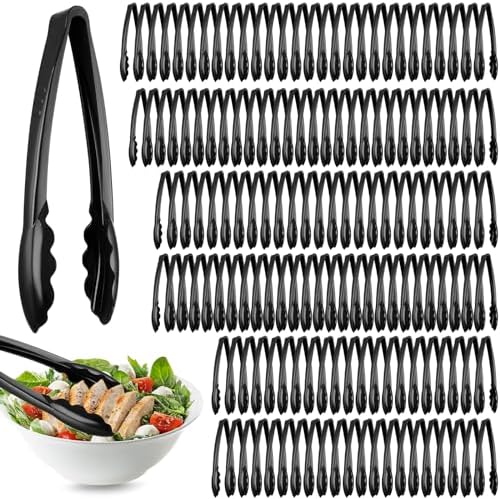 150 Pcs Plastic Tongs, 9 Inch Disposable Serving Tongs by Tessco