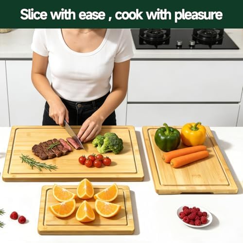 3-Piece Set Deep-Carbonized Bamboo Cutting Board - Image 7