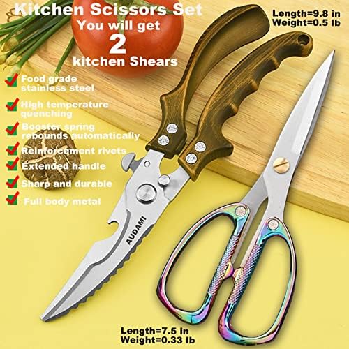 Poultry Shears 2-Pack, Heavy Duty Meat Scissors, Stainless Steel Spring Loaded - Image 2