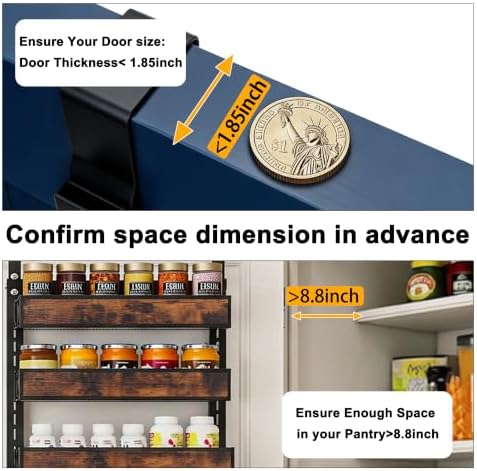 8 Tier Over The Door Pantry Orangizer 2 IN 1 Wall Mounted or Hanging Spice Rack - Image 3