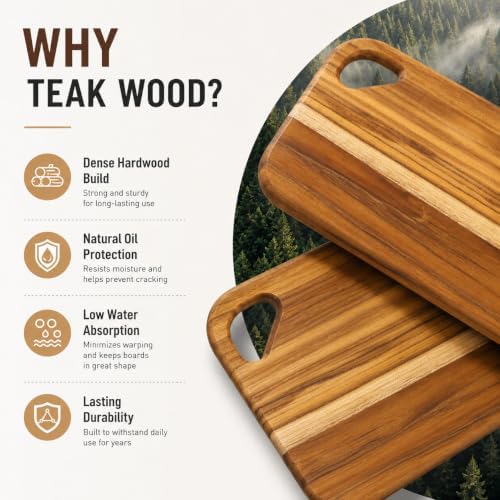 Socisen 2-Pack Small Teak Cutting Boards, 8.6" Mini Wood Charcuterie Board - Image 2