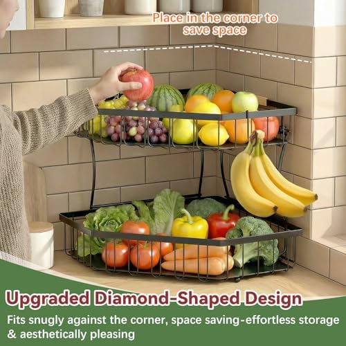2 Tier Fruit Basket for Kitchen Counter - Image 2