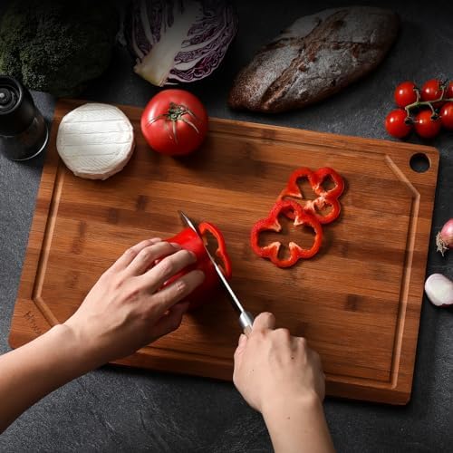 Hiware Wood Cutting Boards for Kitchen, Heavy Duty Bamboo Cutting Board - Image 6