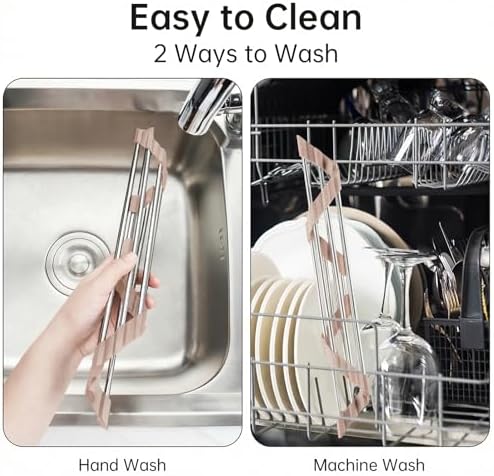 Tomorotec Triangle Roll Up Dish Drying Rack 304 Stainless Steel Beige - Image 5