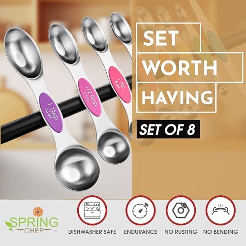 Spring Chef Stainless Steel Magnetic Measuring Spoons Set of 8 - Image 2