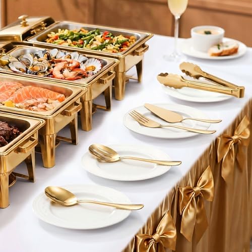 11PCS Stainless Steel Gold Serving Utensils, 8.7''Serving Spoons, 8.7''Slotted - Image 5