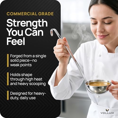 Vollum Stainless Steel Soup Ladle – Heavy Duty One-Piece 16 oz - Image 3