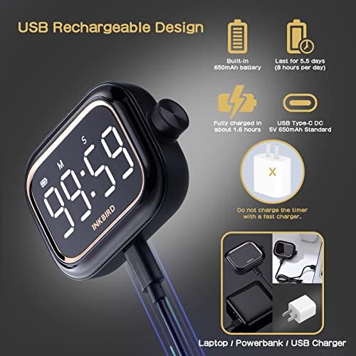 Digital Kitchen Timer for Cooking, INKBIRD Rechargeable 4-Levels Alarm - Image 4