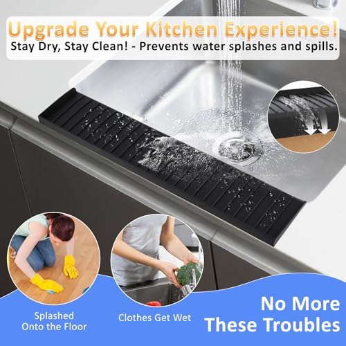 Sink Edge Protector with Suction Cup 4"x20", Silicone Sink Splash Guard - Image 3