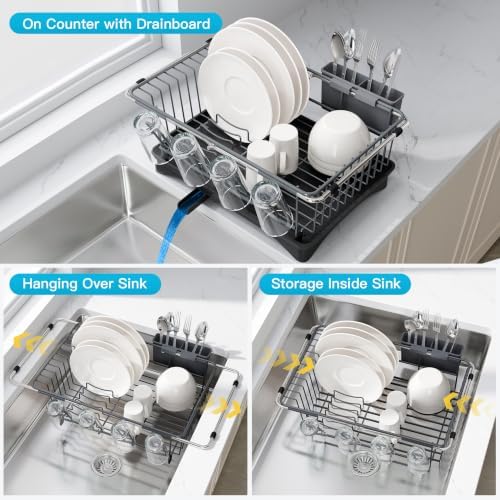JASIWAY Gray Dish Drying Rack in Sink - Image 2
