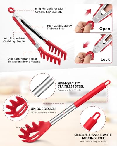 Silicone Spaghetti Spoon and Pasta Tong, Server Fork - Image 2