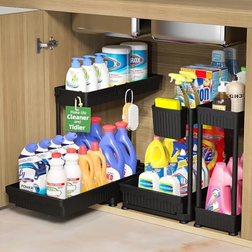 Sevenblue 3-Pack 2-Tier L-Shaped Under Sink Organizers by Sevenblue