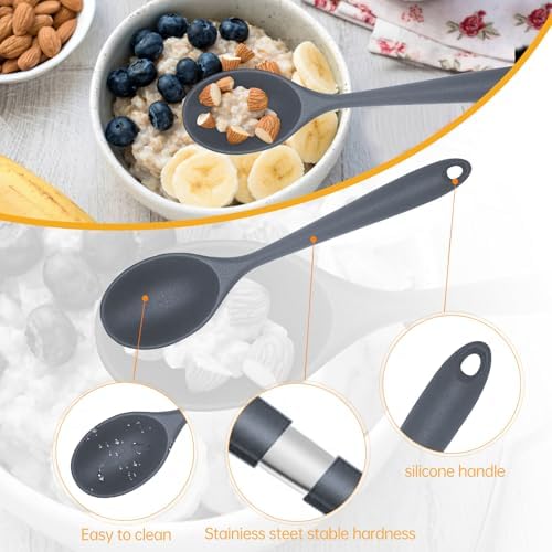 2 Pcs Silicone Nonstick Mixing Spoon, 10.6Inch Silicone Spoons - Image 6