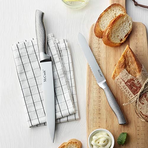 McCook Knife Set Sharp Kitchen Knife Block Set w Built-in Sharpener - Image 6