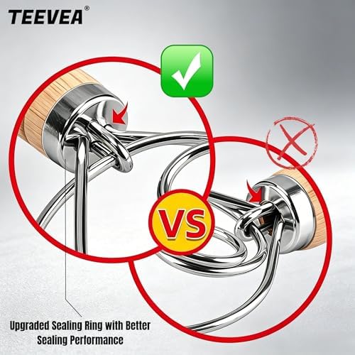 TEEVEA Danish Dough Whisk Stainless Steel Wooden Handle - Image 4