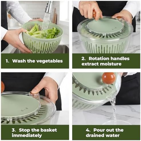 Salad Spinner Large with 5-Blade Slicer & Egg Yolk Strainer - Image 4