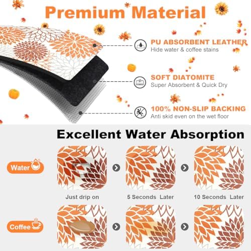 Findosom 2Pcs Fall Dish Drying Mat & Sink Splash Guard, Absorbent Dish Mat - Image 3