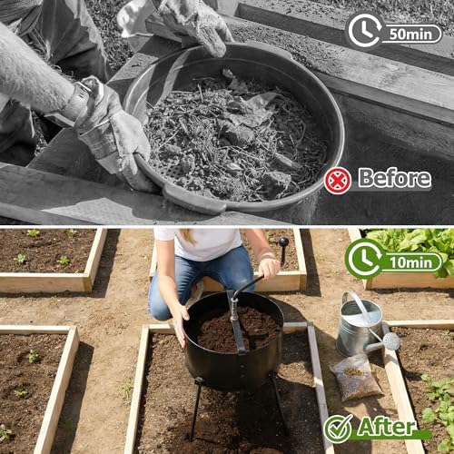 Rotary Soil Sifter for Gardening, Heavy Duty Metal Garden Sifter - Image 2