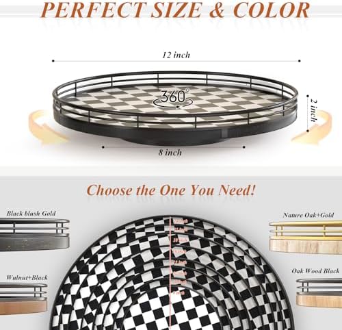 AMH 12 Inch Black and White Checkerboard Lazy Susan - Image 6