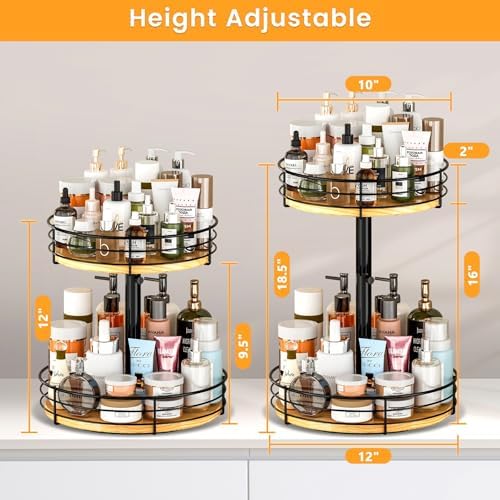 2 Tier Lazy Susan Spice Rack Organizer, Rotating Turntable - Image 3