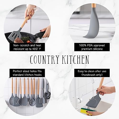 Country Kitchen Non Stick Silicone Utensil Set - Image 2