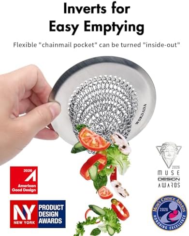 2 Pack Upgraded Sink Drain Strainer, Patented Reversible Chain Mail Mesh - Image 4
