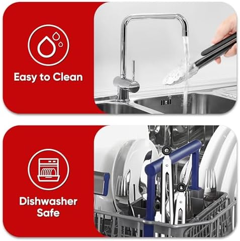 7-Inch Stainless Steel Kitchen Tongs Set, - Image 6