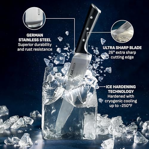 T-fal Ice Force 8-Piece German Stainless Steel Kitchen Knife Block Set - Image 3