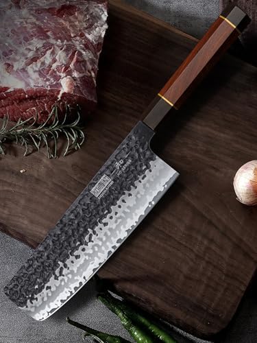 HOSHANHO 7" Nakiri Knife, Handcrafted Razor Sharp Meat Vegetable Cleaver - Image 6