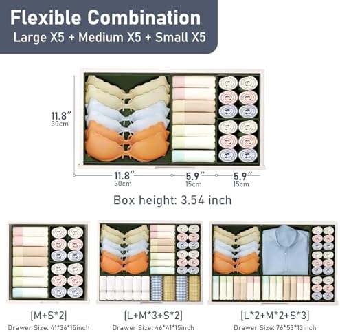 DIMJ Drawer Organizer Clothes, 15 Pack Dresser Organizer, Foldable Closet - Image 3