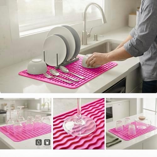 MicoYang Silicone Dish Drying Mat — Quick-Dry Ridges Counter & Sink Pad - Image 3