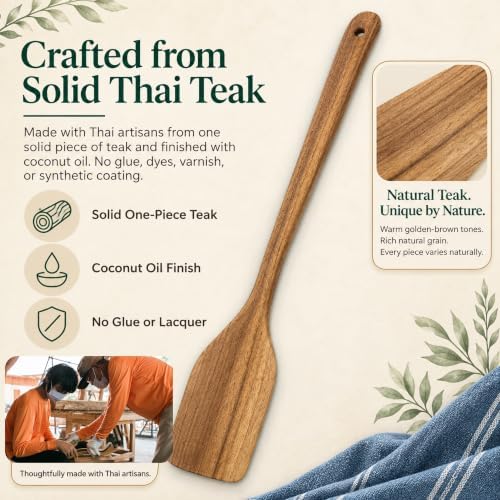 FAAY 18" Teak Wooden Spatula, Stir Paddle - Image 4