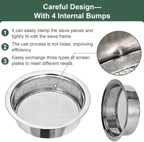 Soil Sifter Garden Soil Sieve Stainless Steel Sieve Set, - Image 2