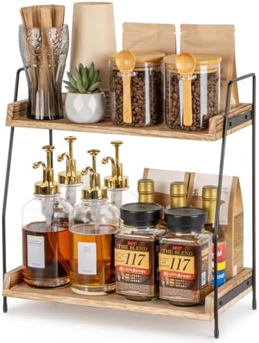 ANBOXIT Countertop Coffee Station Organizer, 2 Tier Wooden Shelf by ANBOXIT
