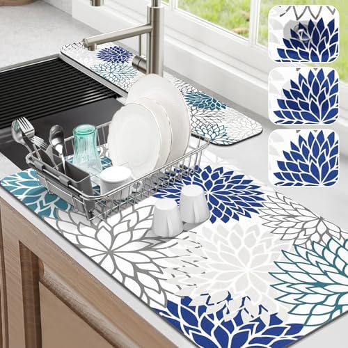 Findosom 2Pcs Dish Drying Mat & Sink Splash Guard, Absorbent Coffee Mat by Findosom