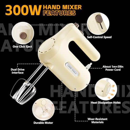 Lord Eagle 5-Speed Small Hand Mixer Electric, 300W Compact Portable - Image 7