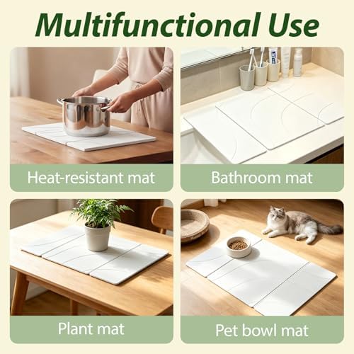 Large Stone Drying Mat for Kitchen Counter, Water-Absorbent Marble Diatomaceous - Image 5