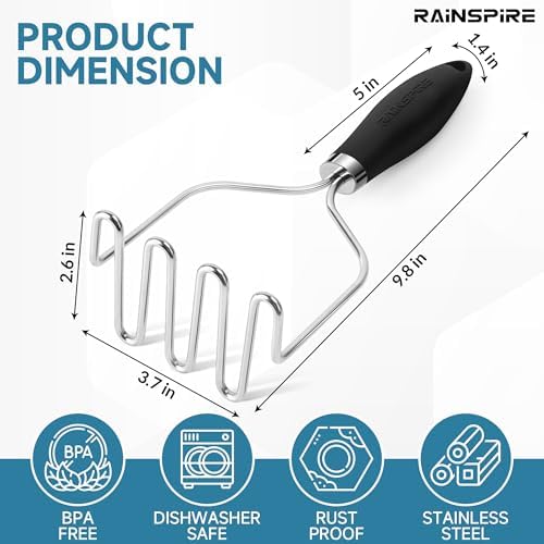 Rainspire Potato Masher Stainless Steel, Mashed Potato Masher Kitchen Tool - Image 3