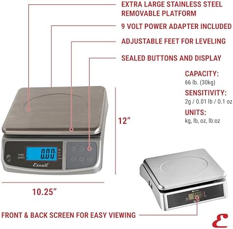 Escali M-Series NSF Certified Digital Kitchen & Industrial Scale, 66 lb Capacity - Image 2