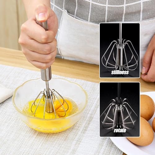 Stainless Steel Egg Whisk, 2025 Upgrade Hand Push Whisk Blender - Image 2