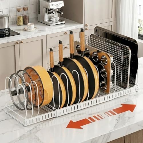 Pot and Pan Organizer Rack for Cabinet, 3 Expandable Pot Lid Organizer Holder by Besda%7CRedefinetheBeautyofOrderinYourKitchenOurOriginalAspiration%E2%80%94WhyBesda